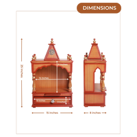 Dimensions of Alaya Wall Mount Pooja Mandir without Door (Teak Gold)