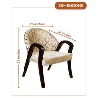 Dimensions of Alteza Teak Wood Fabric Upholstered Arm Chair (Brown Beige)