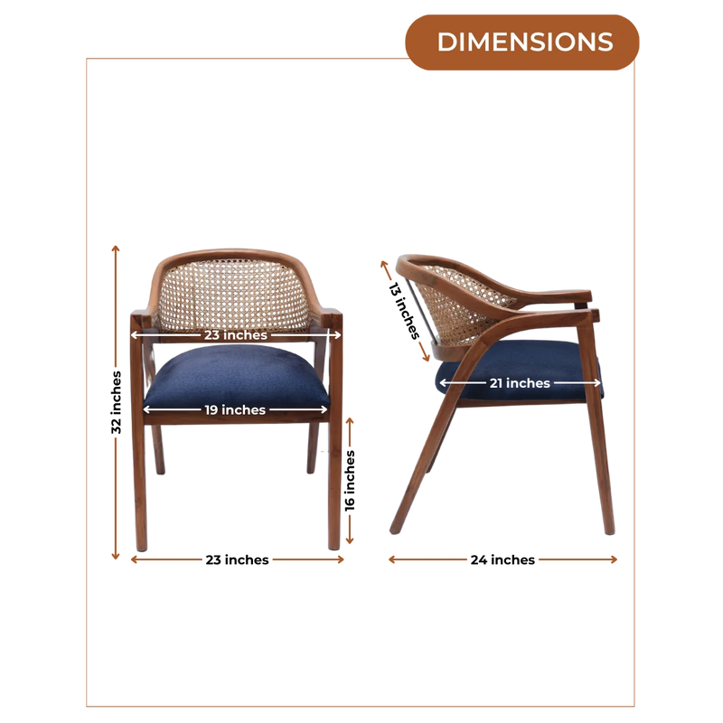 Dimensions of Arbor Teak Wood Arm Chair (Teak Blue)
