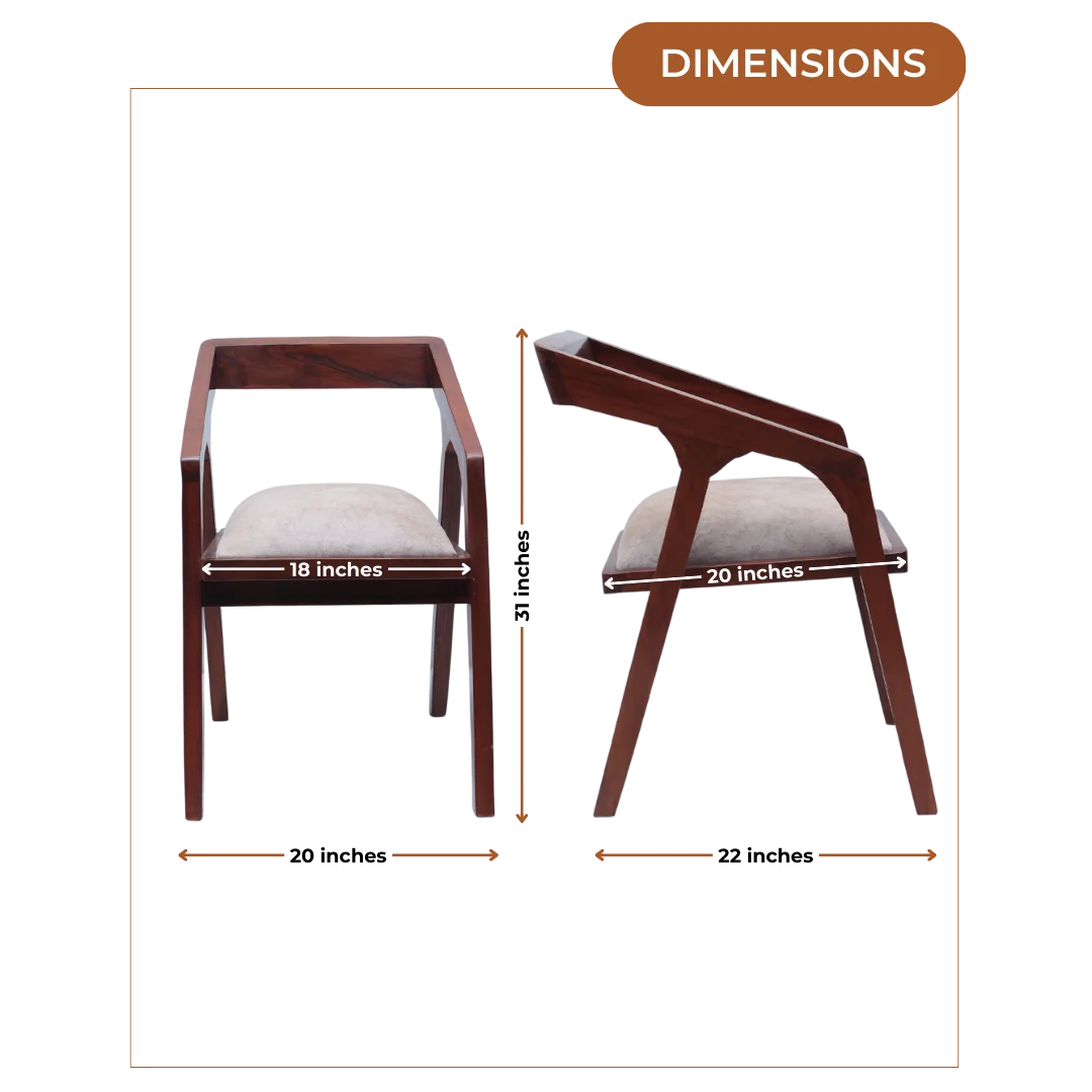 Dimensions of Aristo Teak Wood Arm Chairs (Brown Beige)