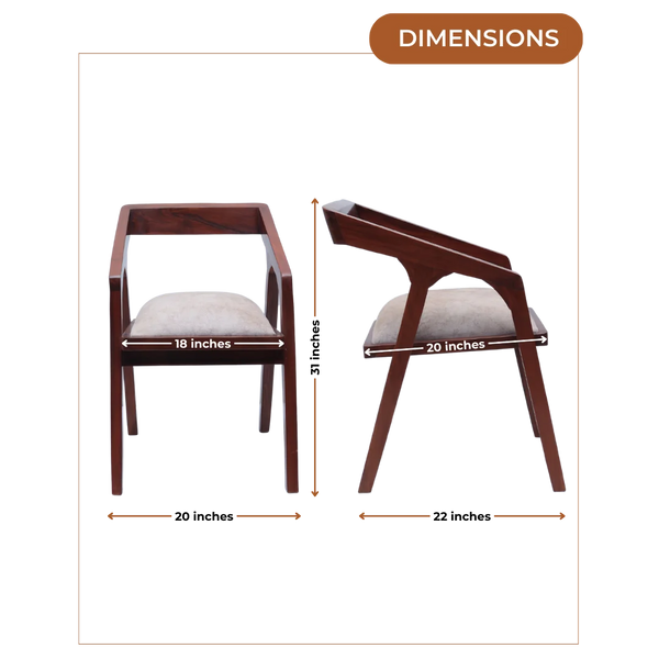 Dimensions of Aristo Teak Wood Arm Chairs (Brown Beige)