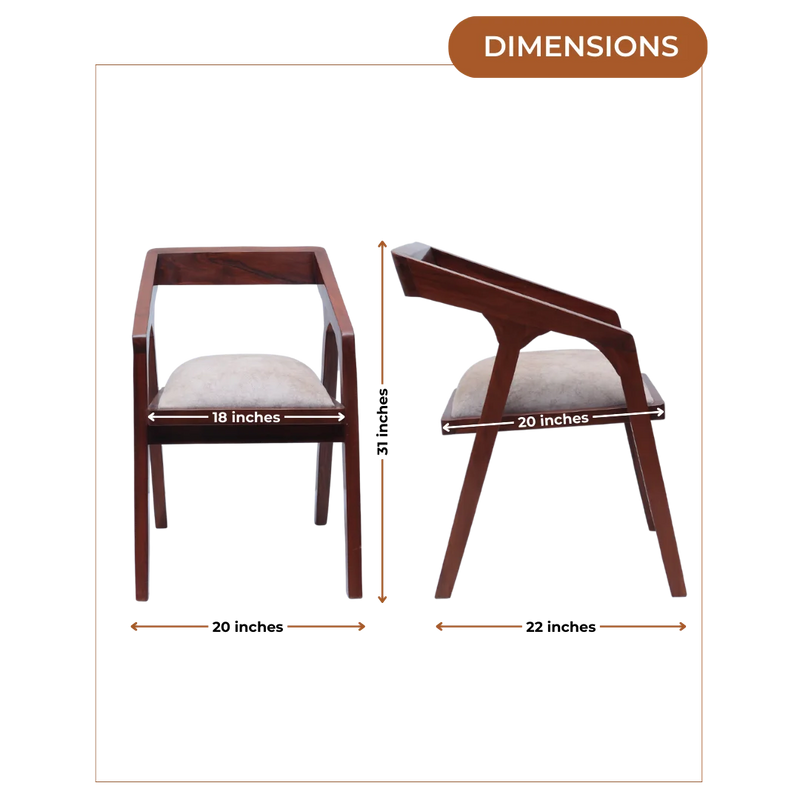 Dimensions of Aristo Teak Wood Arm Chairs (Brown Beige)