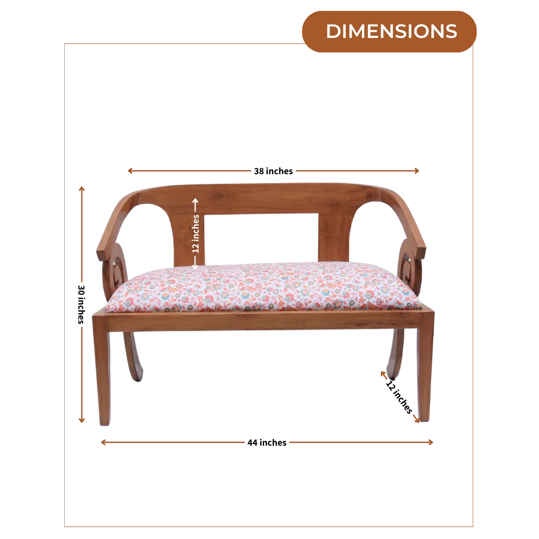 Dimensions of Arlaxa Solid Wood Love Sofa (Teak White)