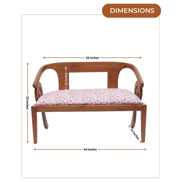 Dimensions of Arlaxa Solid Wood Love Sofa (Teak White)
