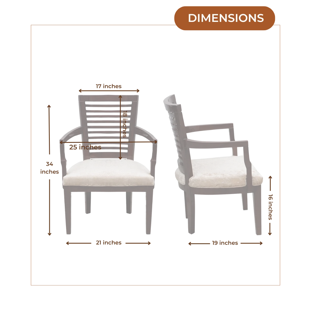 Dimensions of Aura Teak Wood Arm Chair (Brown)