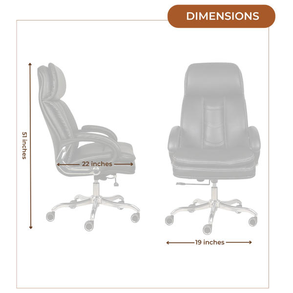 Avidity High Back Office Executive Chair (Black) Dimensions
