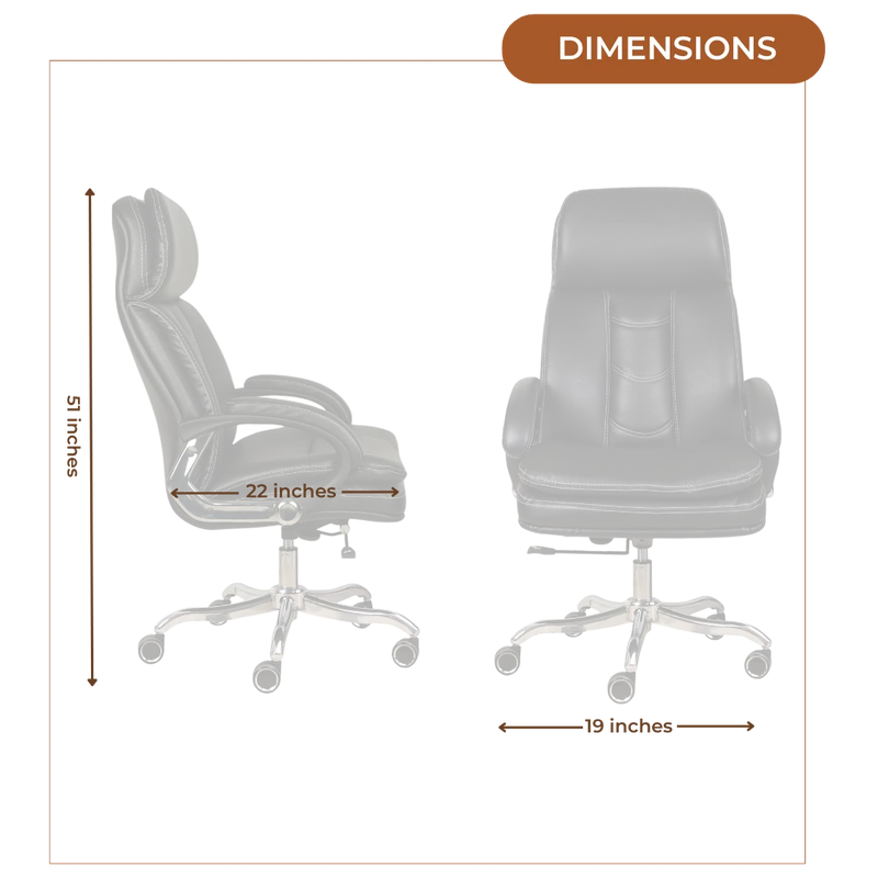 Avidity High Back Office Executive Chair (Black) Dimensions