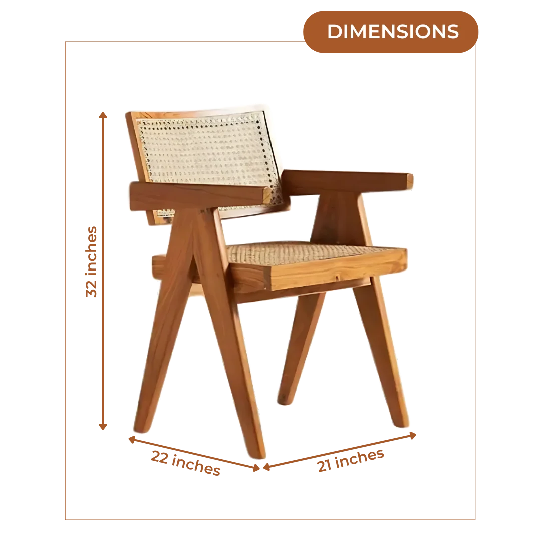 Dimensions of Avira Teak Wood Cane Chairs (Natural)