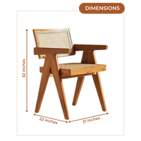 Dimensions of Avira Teak Wood Cane Chairs (Natural)