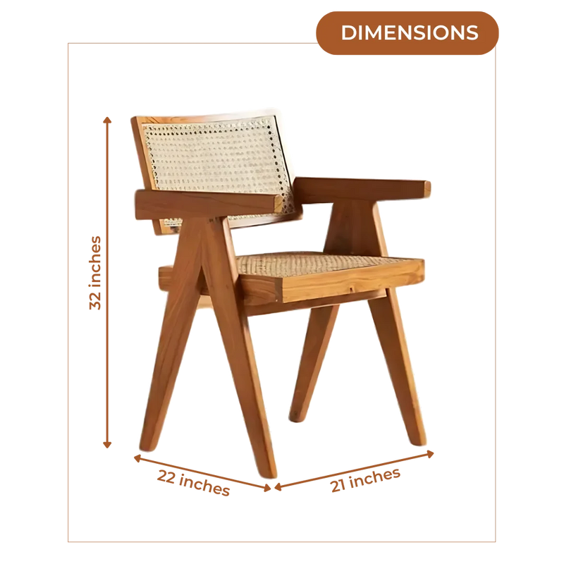Dimensions of Avira Teak Wood Cane Chairs (Natural)