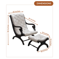 Dimensions of Butros Fabric Upholstered Aaram Chair with FootRest (Brown Silver)