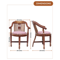 Dimensions of Canasto Teak Wood Arm Chairs (Teak Pink)