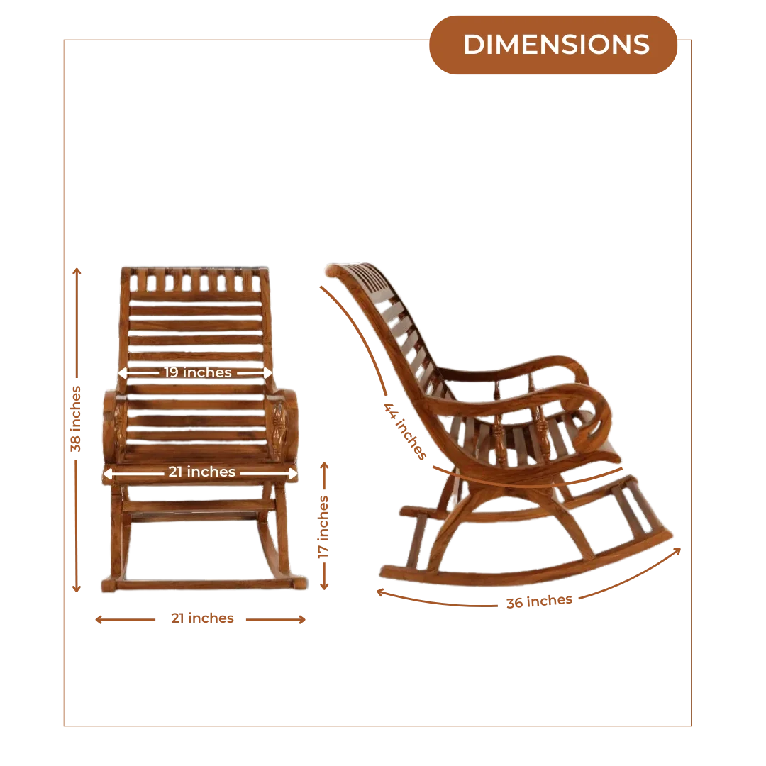 Dimensions of Colorodo Teak Wood Rocking Chair (Teak)
