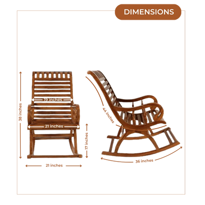 Dimensions of Colorodo Teak Wood Rocking Chair (Teak)
