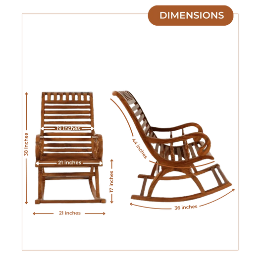 Dimensions of Colorodo Teak Wood Rocking Chair (Teak)