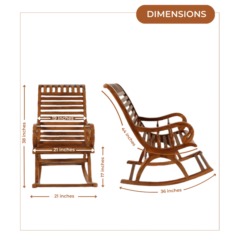 Dimensions of Colorodo Teak Wood Rocking Chair (Teak)