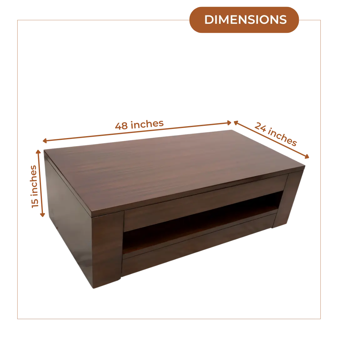 Dimensions of Cubic Teak Wood Centre Table (Brown)