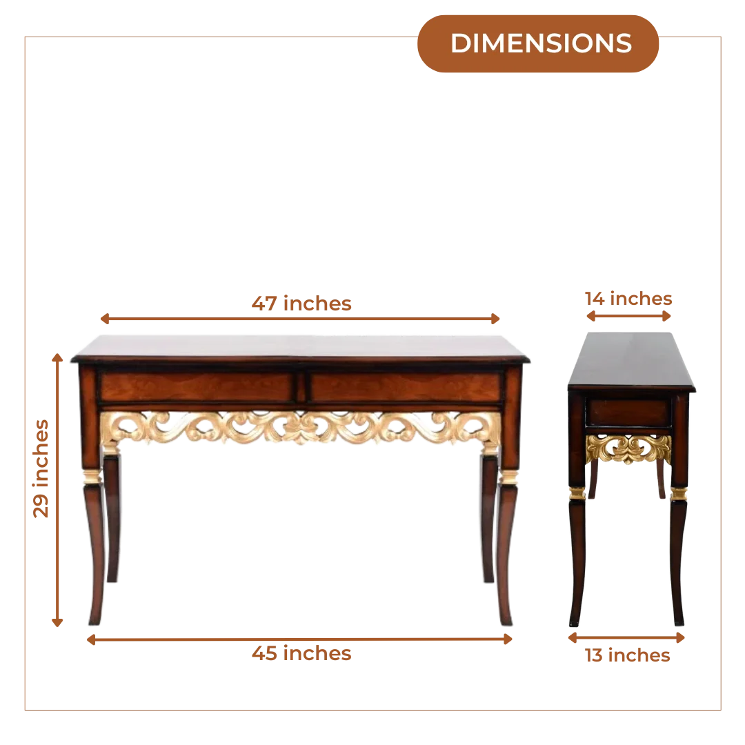 Dimensions of Dignify Solid Wood Console Table (Brown Gold)