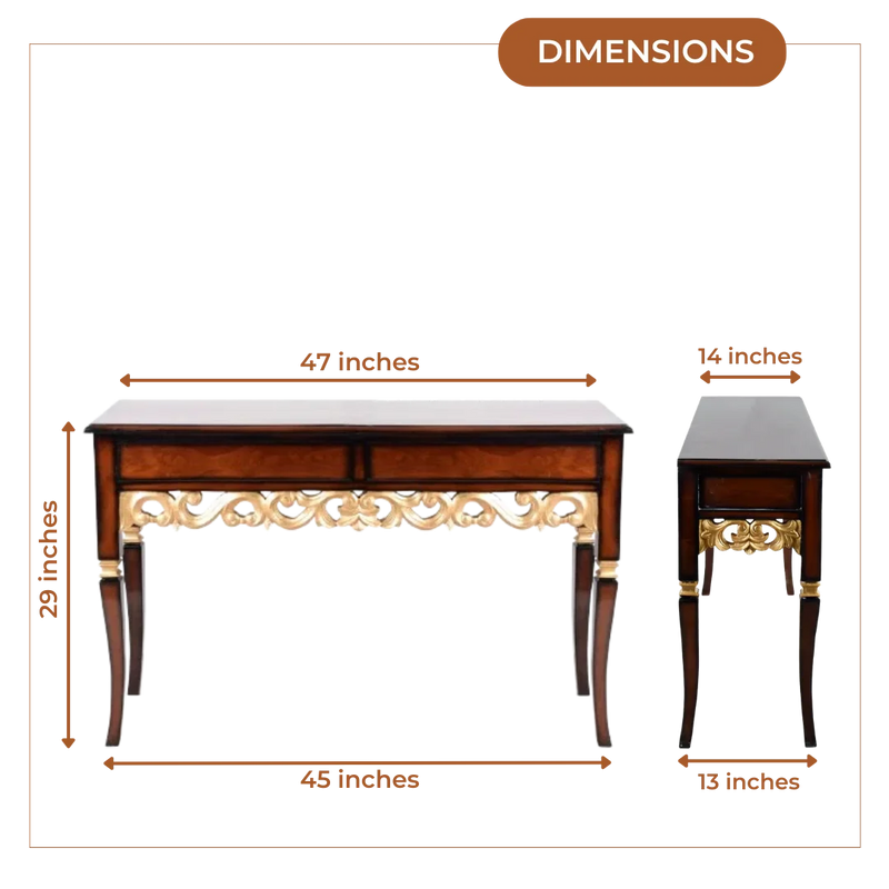 Dimensions of Dignify Solid Wood Console Table (Brown Gold)