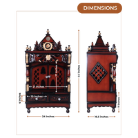 Dimensions of Divya Nivas Medium Floor Rested Pooja Mandir With Door (Brown Gold)