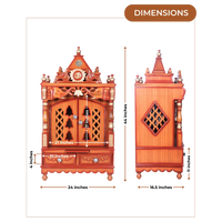 Dimensions of Divya Nivas Medium Floor Rested Pooja Mandir With Door (Teak Gold )