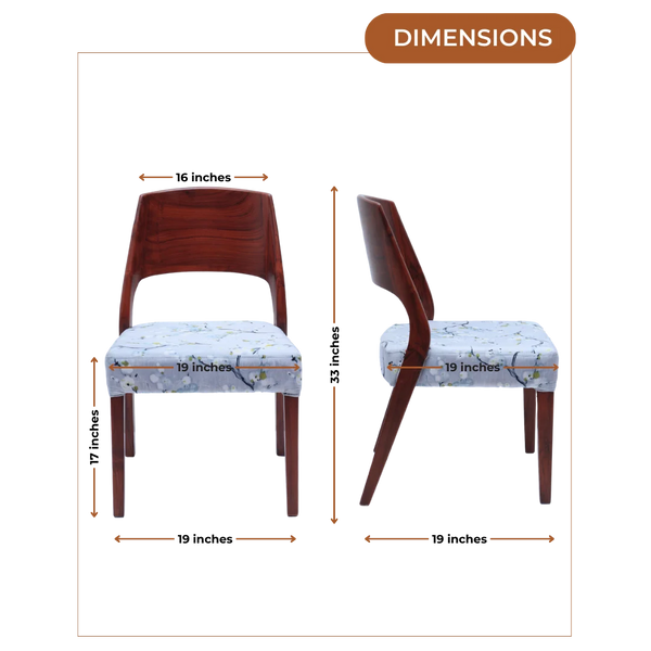 Dimensions of Elevate Teak Wood Dining Chair (Brown Grey)