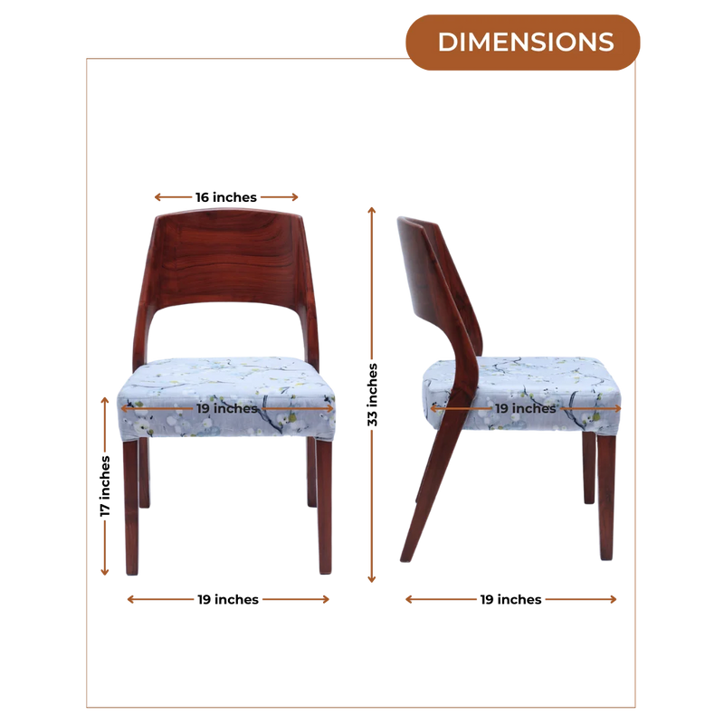 Dimensions of Elevate Teak Wood Dining Chair (Brown Grey)