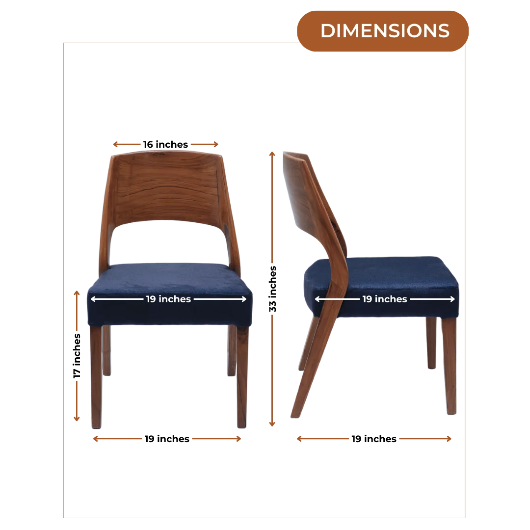 Dimensions of Elevate Teak Wood Dining Chair (Teak Blue)