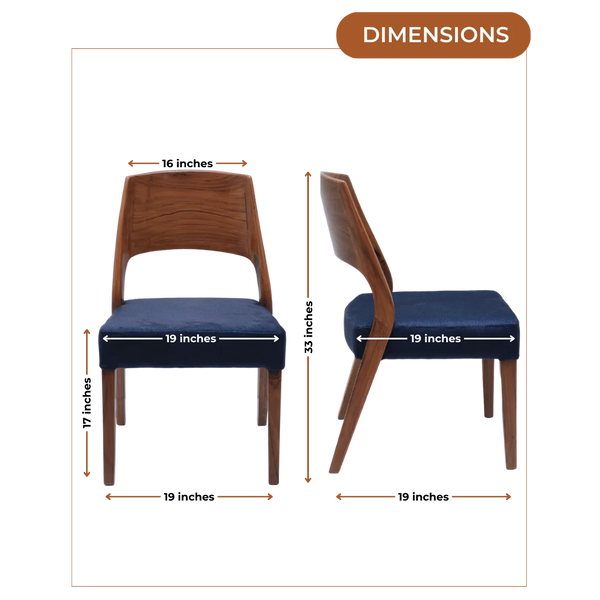 Dimensions of Elevate Teak Wood Dining Chair (Teak Blue)