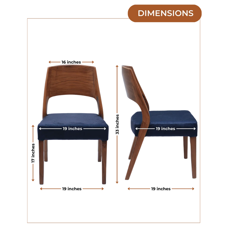 Dimensions of Elevate Teak Wood Dining Chair (Teak Blue)