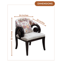 Dimensions of Ellipsum Teak Wood Fabric Upholstered Arm Chair (Brown)