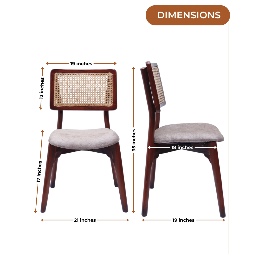 Dimensions of Lattice Teak Wood Dining Chair (Brown Beige)