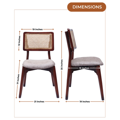 Dimensions of Lattice Teak Wood Dining Chair (Brown Beige)