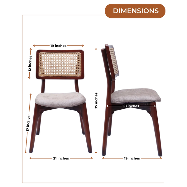 Dimensions of Lattice Teak Wood Dining Chair (Brown Beige)