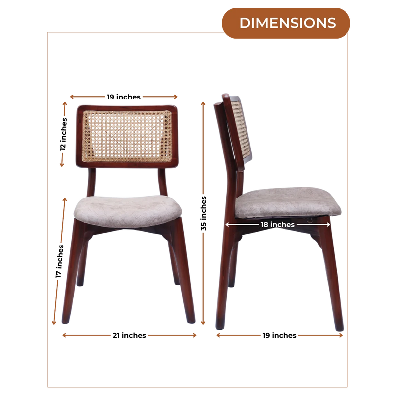 Dimensions of Lattice Teak Wood Dining Chair (Brown Beige)