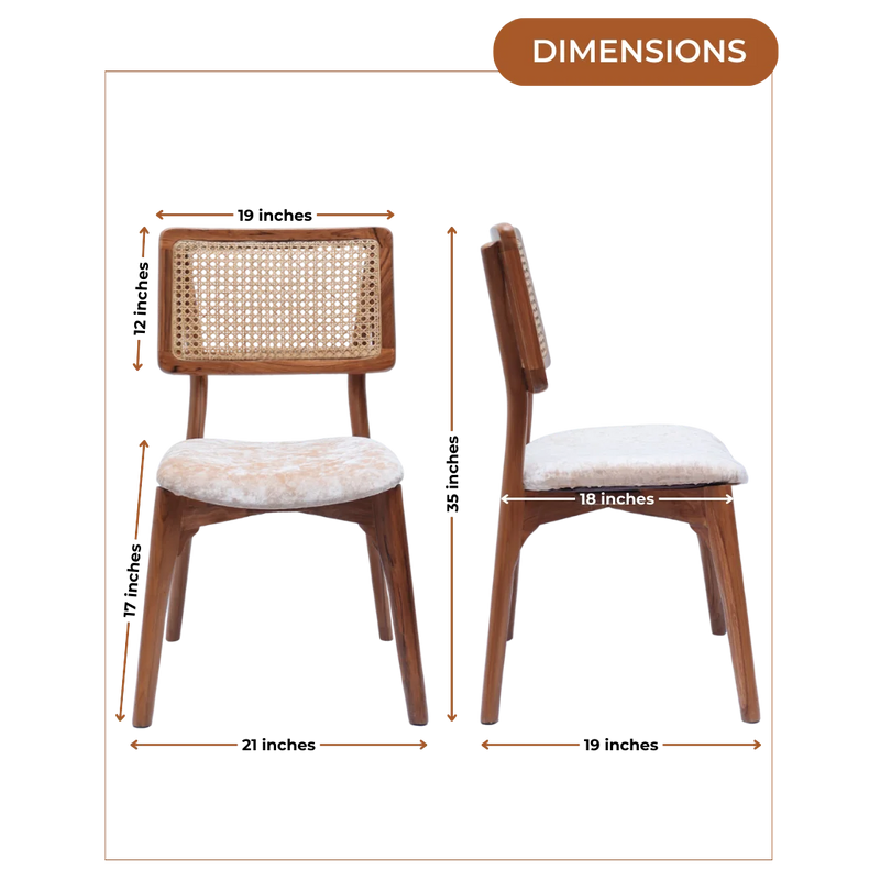 Dimensions of Lattice Teak Wood Dining Chair (Teak Gold)