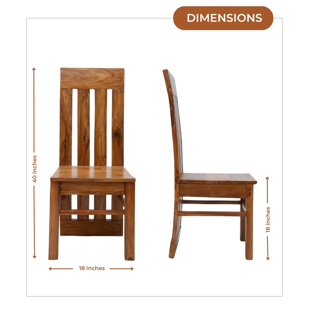 Dimensions of Oakra Teak Wood Dining Chair (Teak)