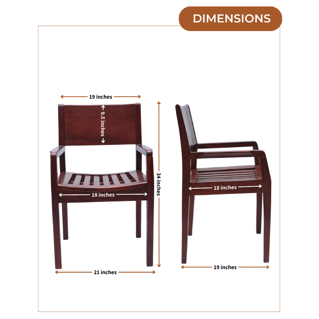 Dimensions of Raviso Teak Wood Bedroom Chair (Brown)