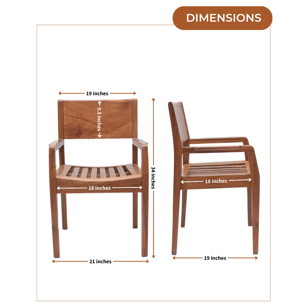 Dimensions of Raviso Teak Wood Bedroom Chair (Teak)