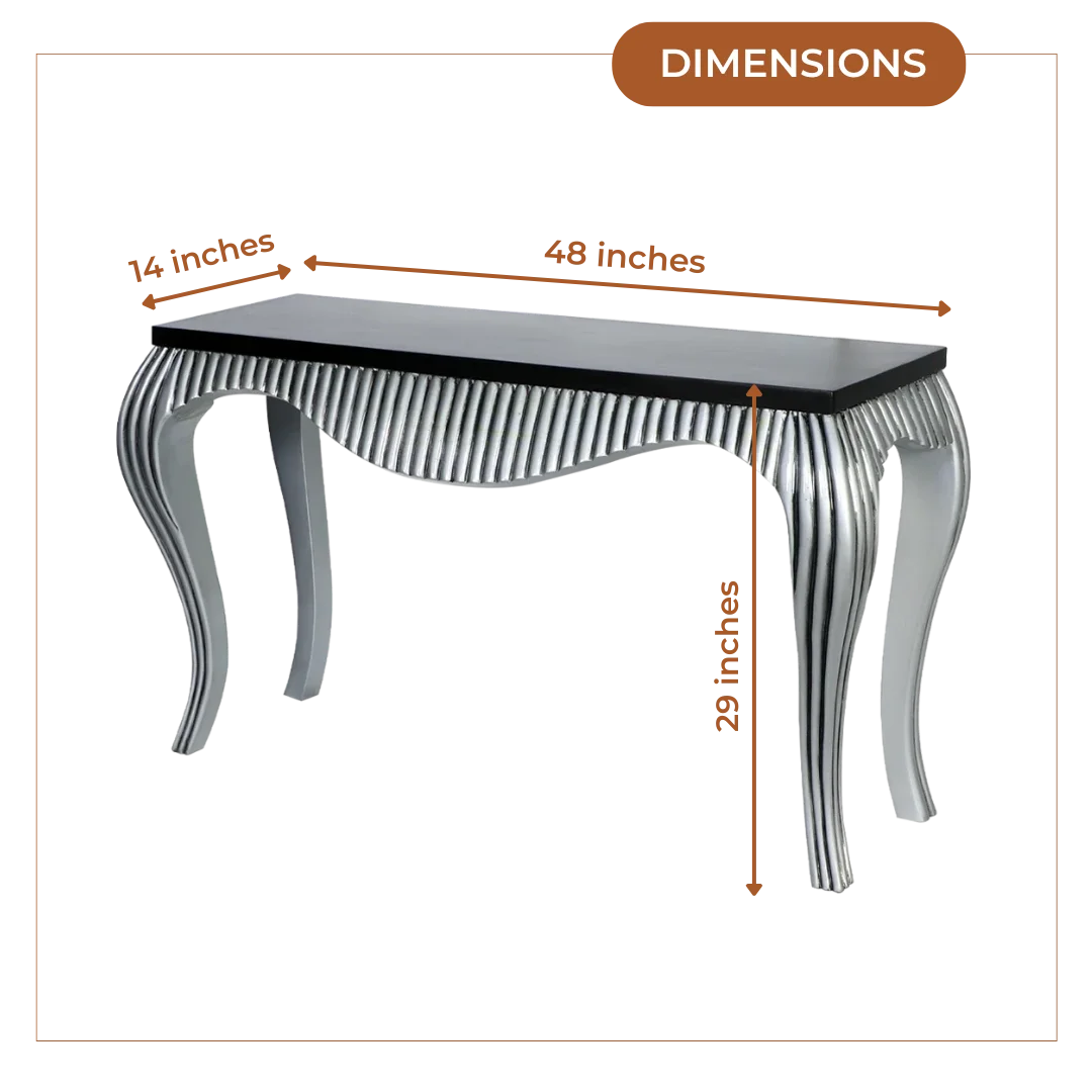 Dimensions of Regat Solid Wood Console Table (Silver Brown)