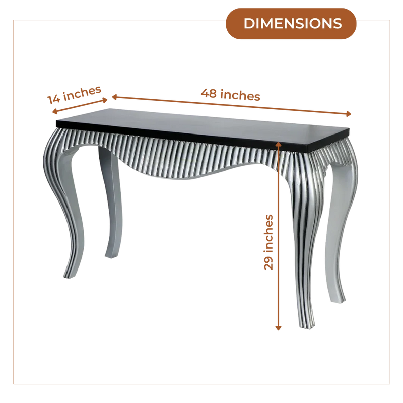 Dimensions of Regat Solid Wood Console Table (Silver Brown)