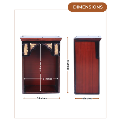 Dimensions of Sattva Teak Wood Pooja Mandir (Brown Gold)