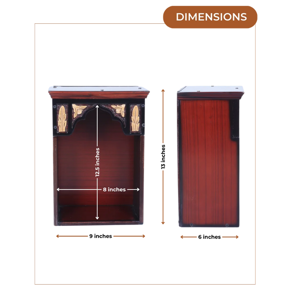 Dimensions of Sattva Teak Wood Pooja Mandir (Brown Gold)