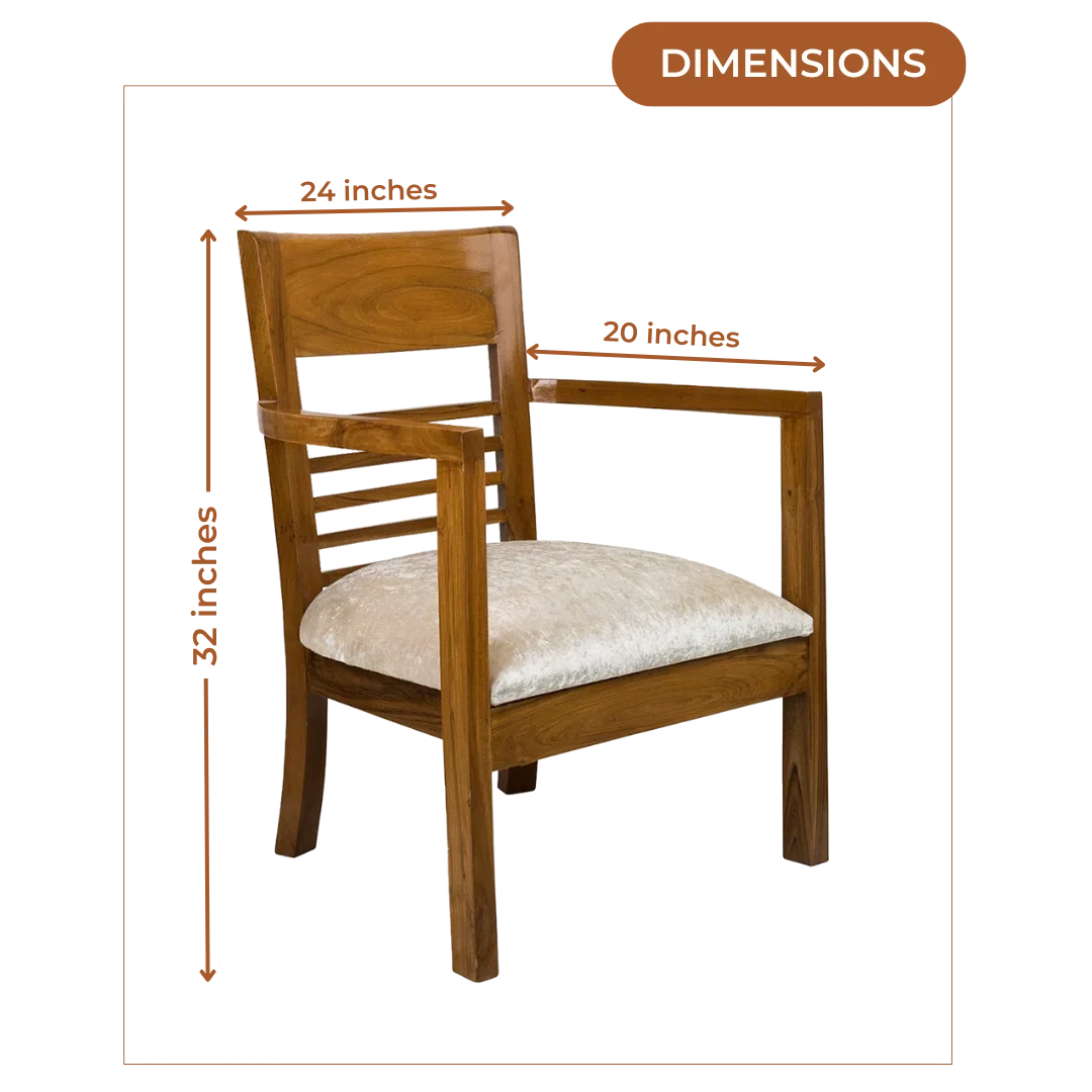 Dimensions of Spring Brown Accent Wooden Arm Chairs (Teak)