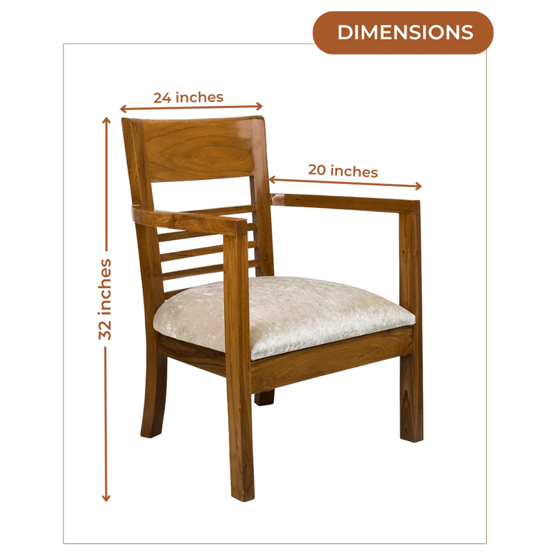Dimensions of Spring Brown Accent Wooden Arm Chairs (Teak)