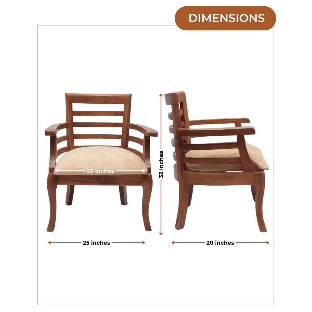 Dimensions of Toledo Teak Wood Arm Chairs (Teak)