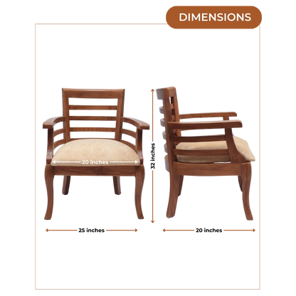 Dimensions of Toledo Teak Wood Arm Chairs (Teak)
