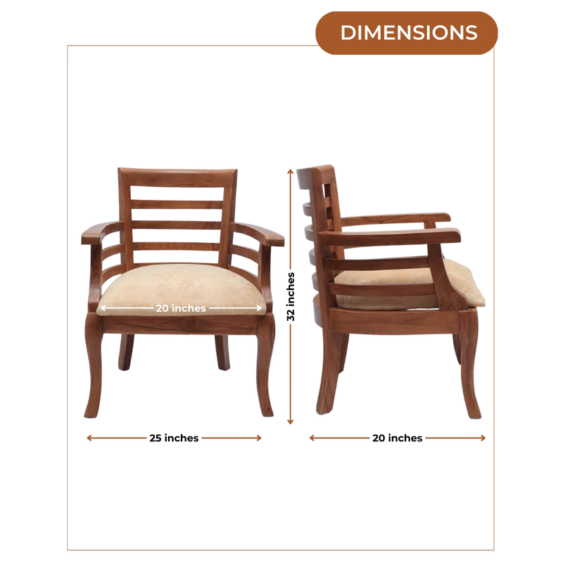 Dimensions of Toledo Teak Wood Arm Chairs (Teak)