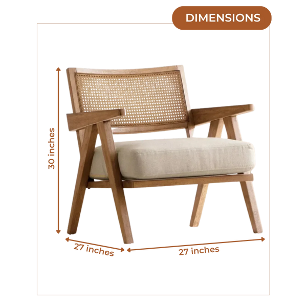 Dimensions of Velora Teak Cane Lounge Chair (Teak)
