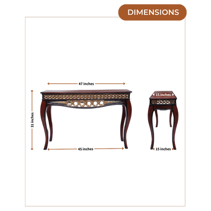 Dimensions of Vortex Solid Wood Console Table (Brown Gold)
